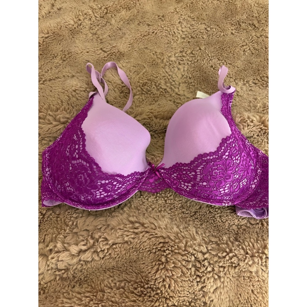 Isaac Mizrahi Perfect Coverage Underwire Bra Lavender Purple Lace Mesh 38DD